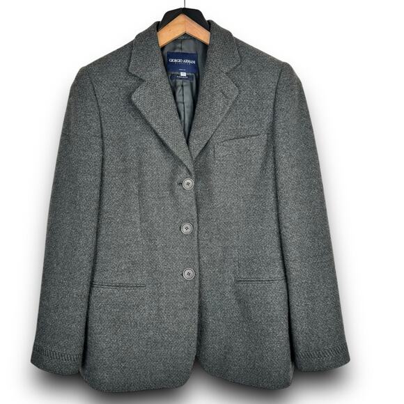 Giorgio Armani Classico Borgo 21 Womens Gray Cashmere Blazer Jacket 46 US 10 - Picture 1 of 11
